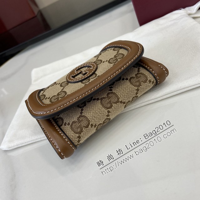 Gucci專櫃古馳最新款圓形互扣式雙G標識卡片夾卡包零錢包 jh2683型號：818811